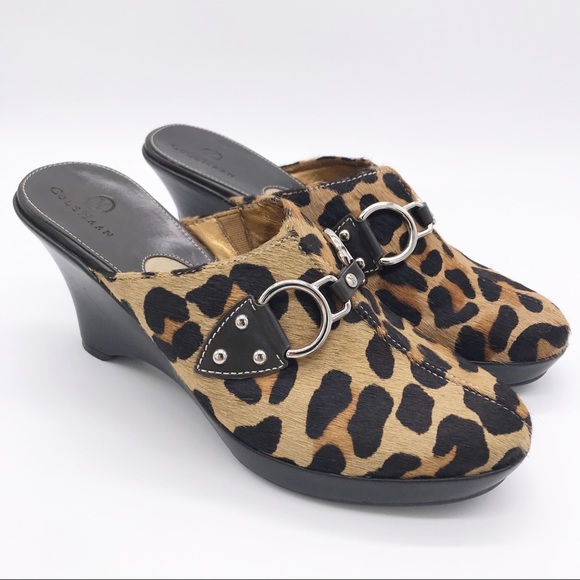 Cole Haan Shoes - 🐆 COLE HAAN Leopard Print Fur Mules Wedges 7.5